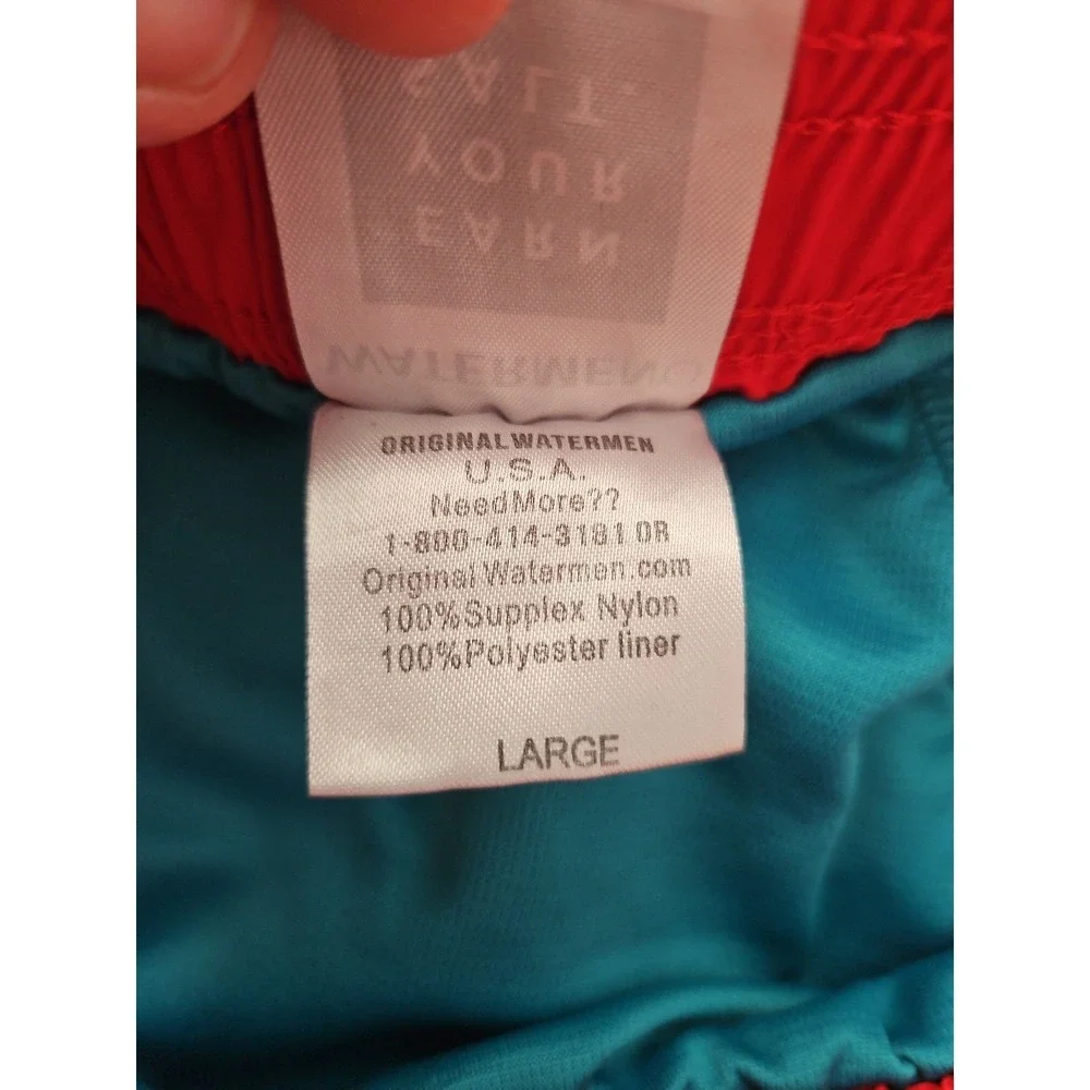 Original Watermen Men's Swim Trunks Large Red City of Miramar Aquatics Board